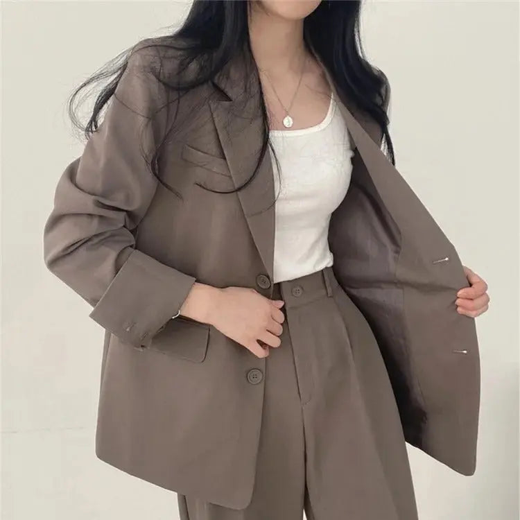 Ensemble Business Femme - Blazer Uni & Pantalon Droit