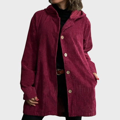 Veste en velours côtelé femme capuche confortable