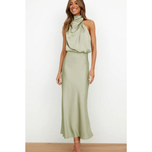 Elegantes Damen-Abendkleid mit Neckholder-Ausschnitt - IdealeKleiden