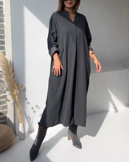 Robe élégante à col en V avec poche