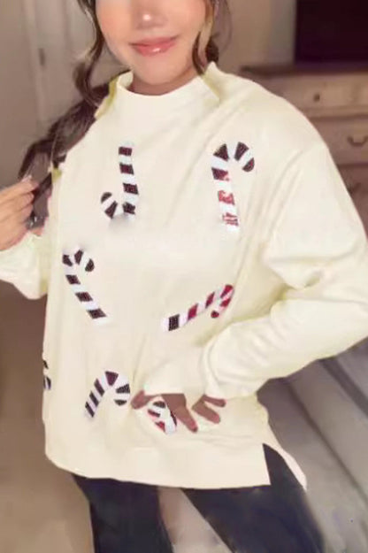 Sweat-shirt de Noël Col rond Effet pailleté