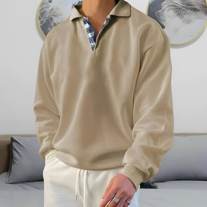Bequemer Polo Sweat Pullover Casual - IdealeKleiden