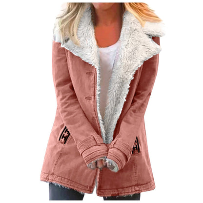 Veste d'hiver élégante pour femme avec col revers et manches longues