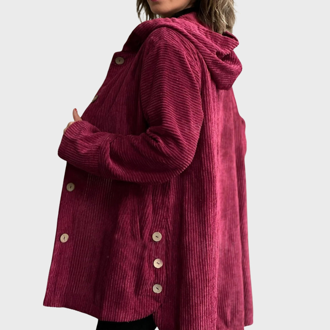 Kordjacke Damen Kapuze Bequem - IdealeKleiden