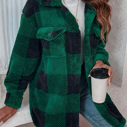 Veste à carreaux pour femme Douce et confortable