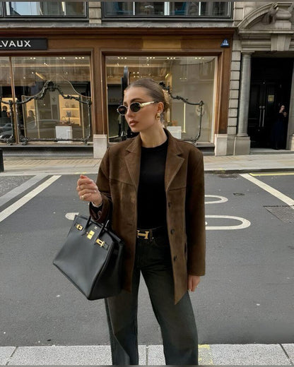 Blouson en cuir élégant pour femme, style daim