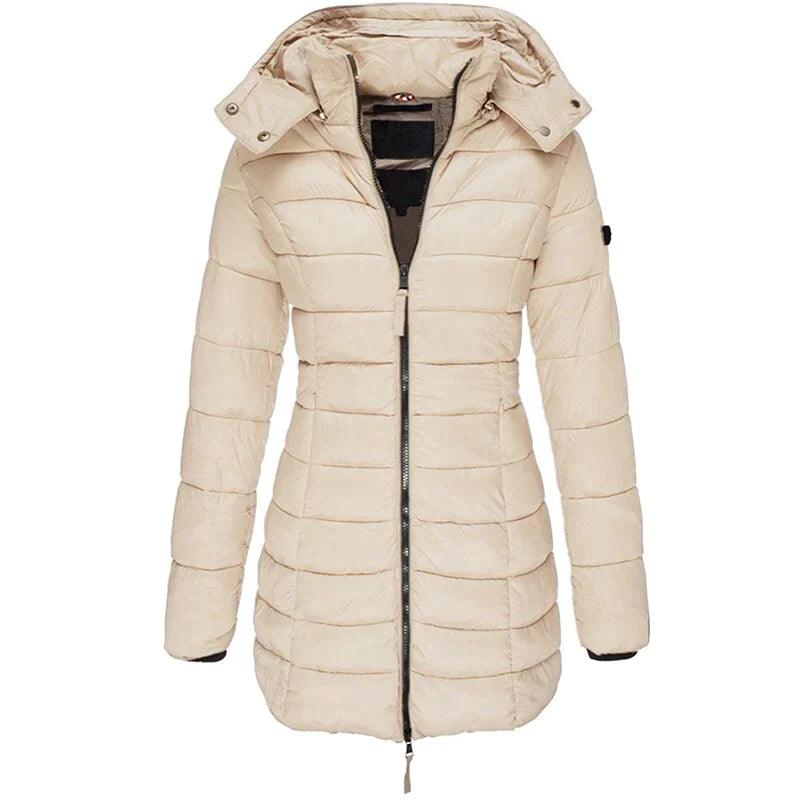Parka d'hiver long en duvet pour femme avec capuche