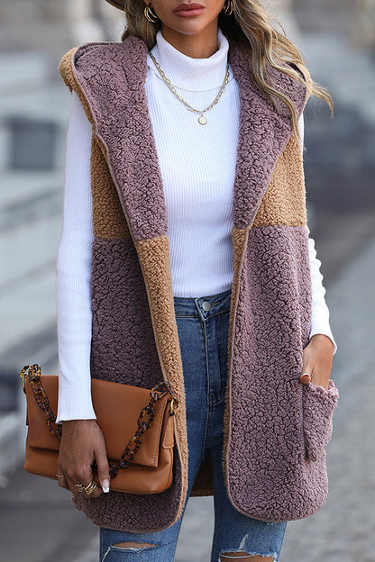 Gilet cardigan moderne pour femme en velours avec manches bouffantes sans manches