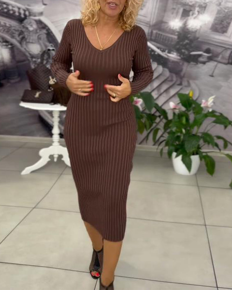 Robe élégante femme coupe col en V