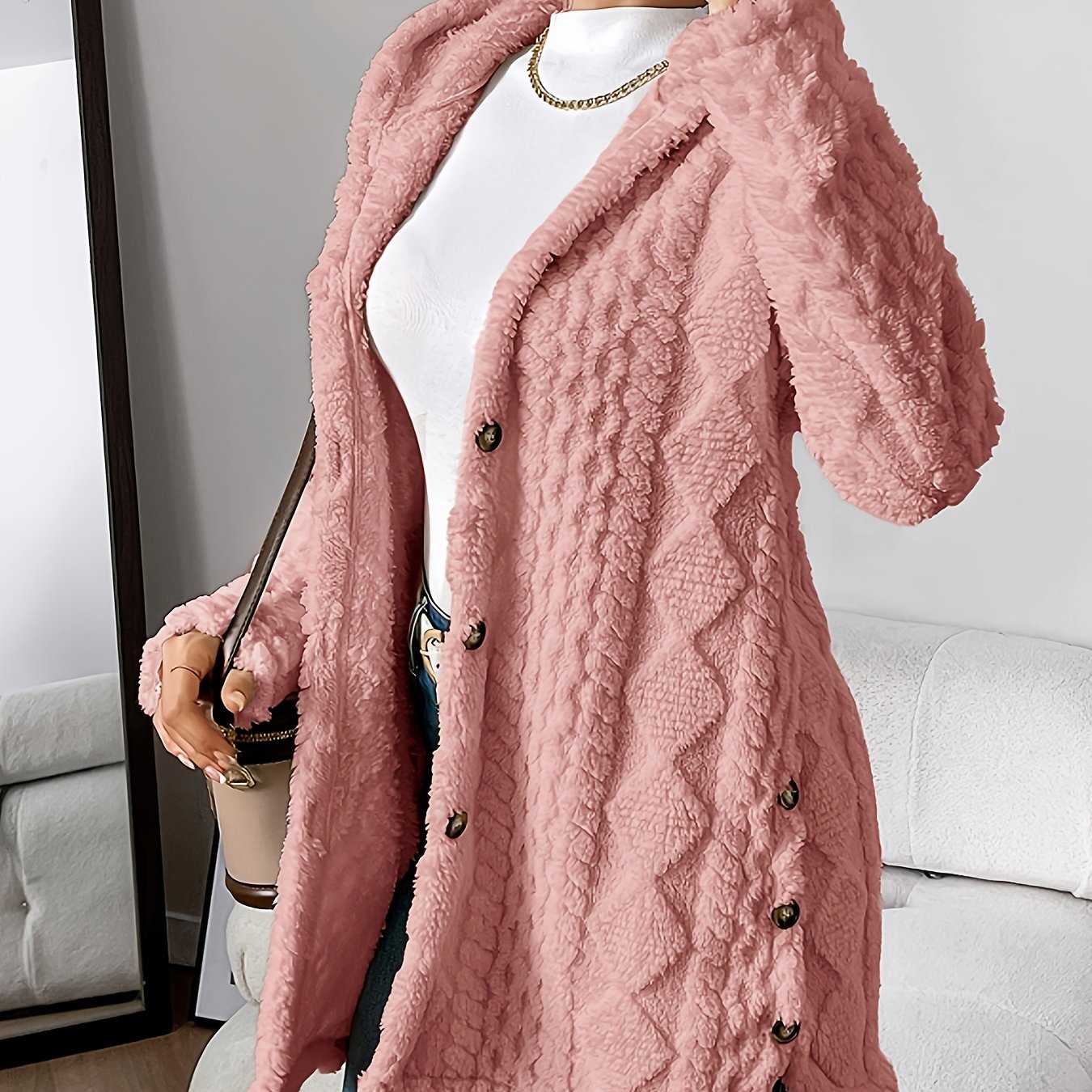 Élégante veste longue pour femme avec capuche style marin
