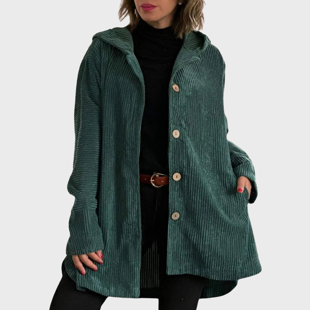 Veste en velours côtelé femme capuche confortable