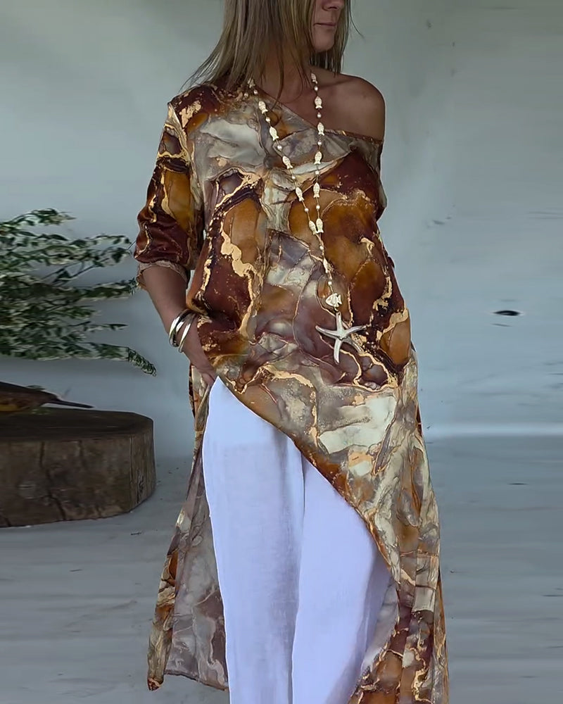Robe tendance imprimée avec fente