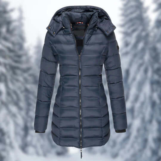 Manteau d'hiver femme mi-long capuche amovible