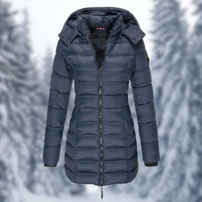 Manteau d'hiver femme mi-long capuche amovible