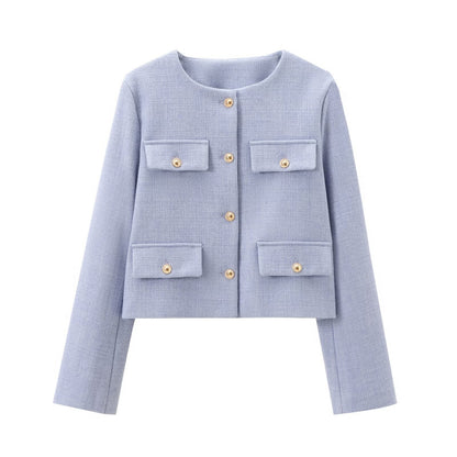 Élégante veste blazer, col montant