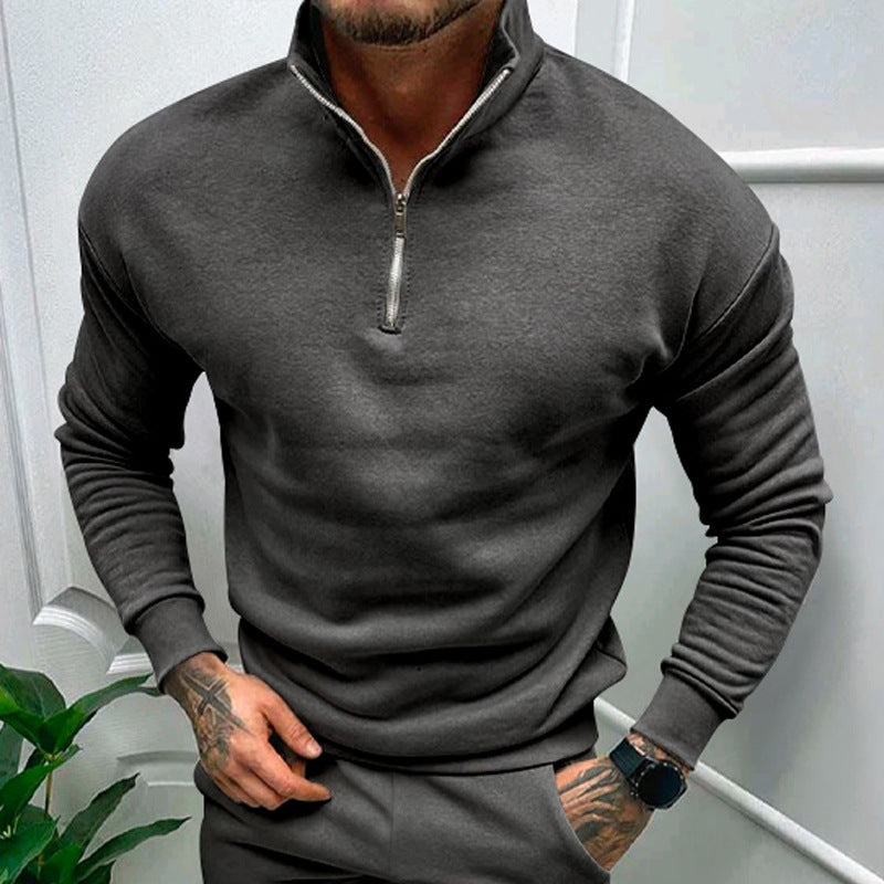 Pulls élégants pour homme, col montant, demi-zip