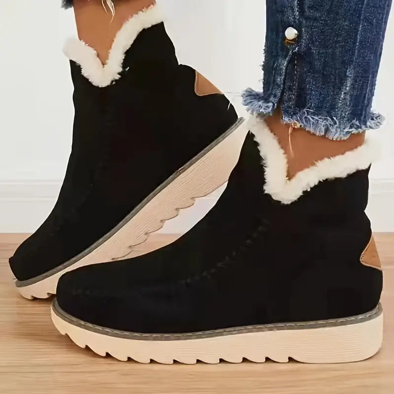 Bottes souples pour femme aspect peau de mouton
