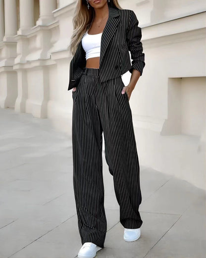 Ensemble pantalon blazer rayé élégant