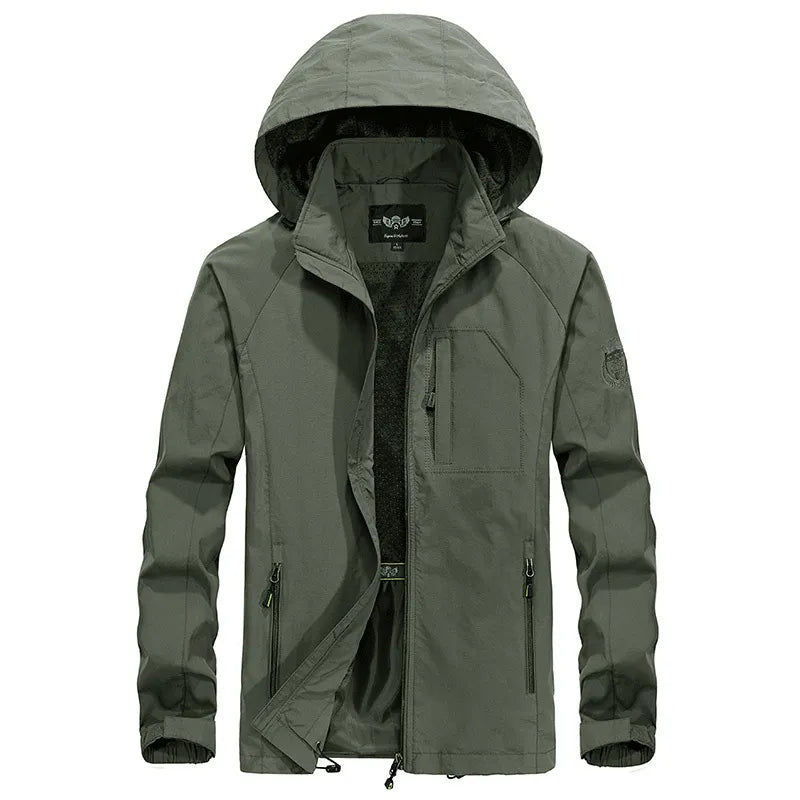 Veste d'extérieur imperméable pour homme avec capuche amovible