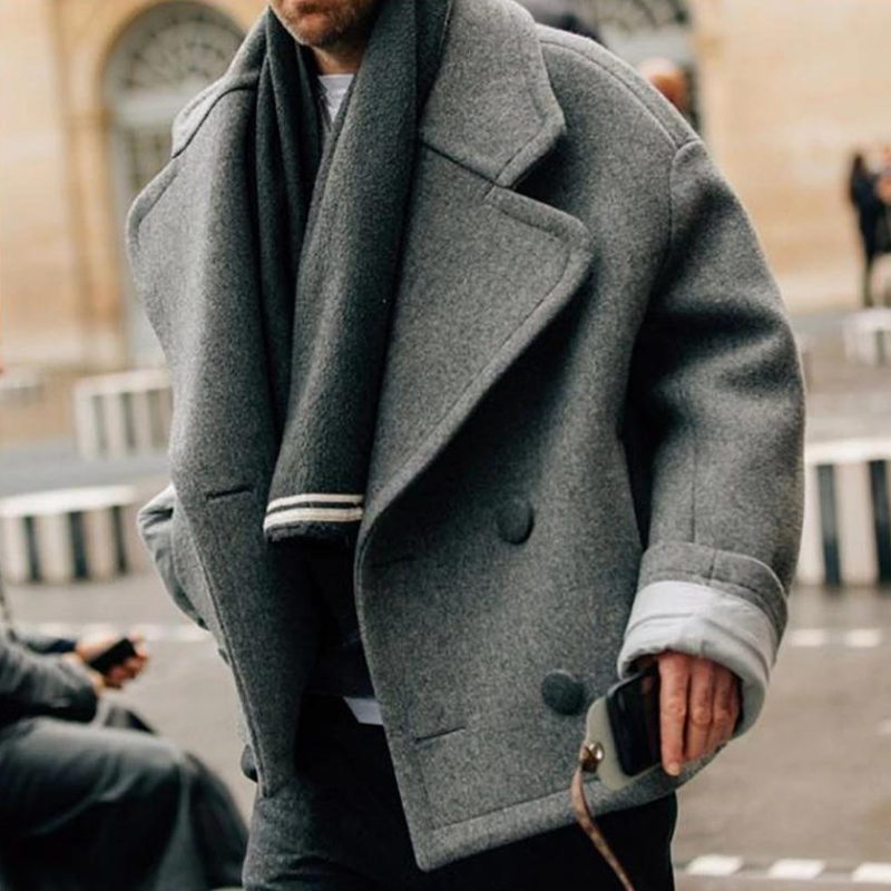 Manteau en laine pour homme Coupe décontractée et confortable