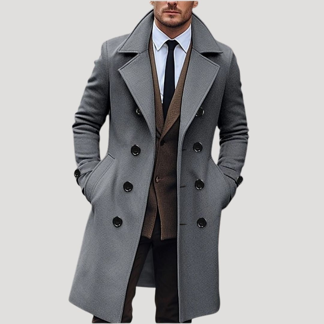 Manteau long homme printemps élégant double boutonnage
