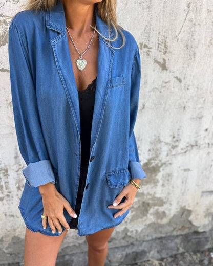 Blazer en jean tendance coupe décontractée