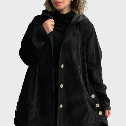 Veste en velours côtelé femme capuche confortable