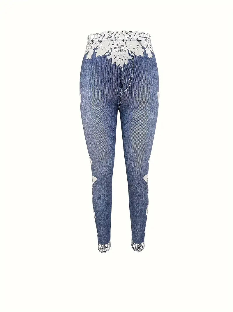 Legging slim motif papillon femme