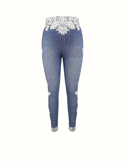 Legging slim motif papillon femme