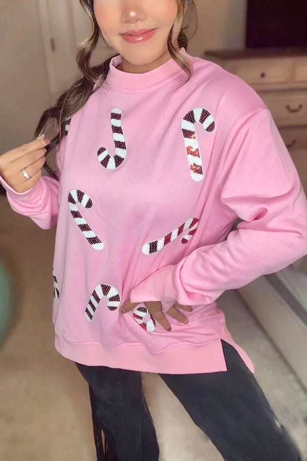 Sweat-shirt de Noël Col rond Effet pailleté