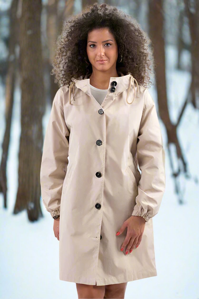 Imperméable long avec capuche