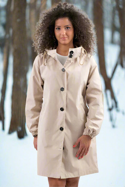 Imperméable long avec capuche