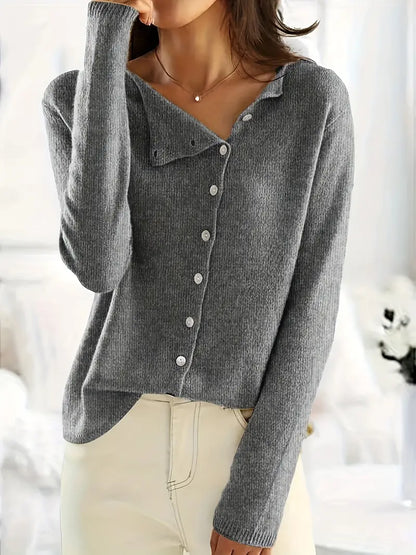 Cardigan classique Col V Manches longues Boutons
