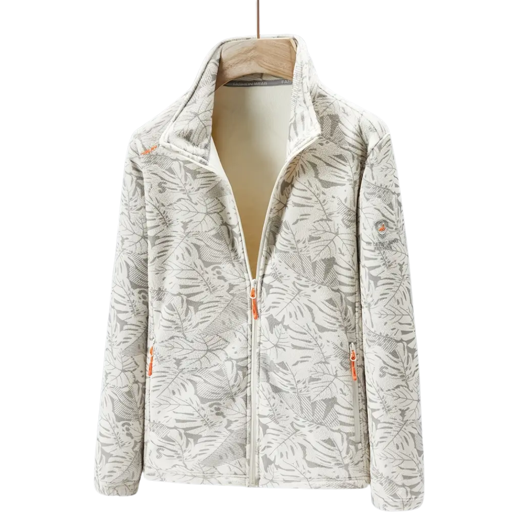 Veste polaire coupe-vent pour femme avec motif floral