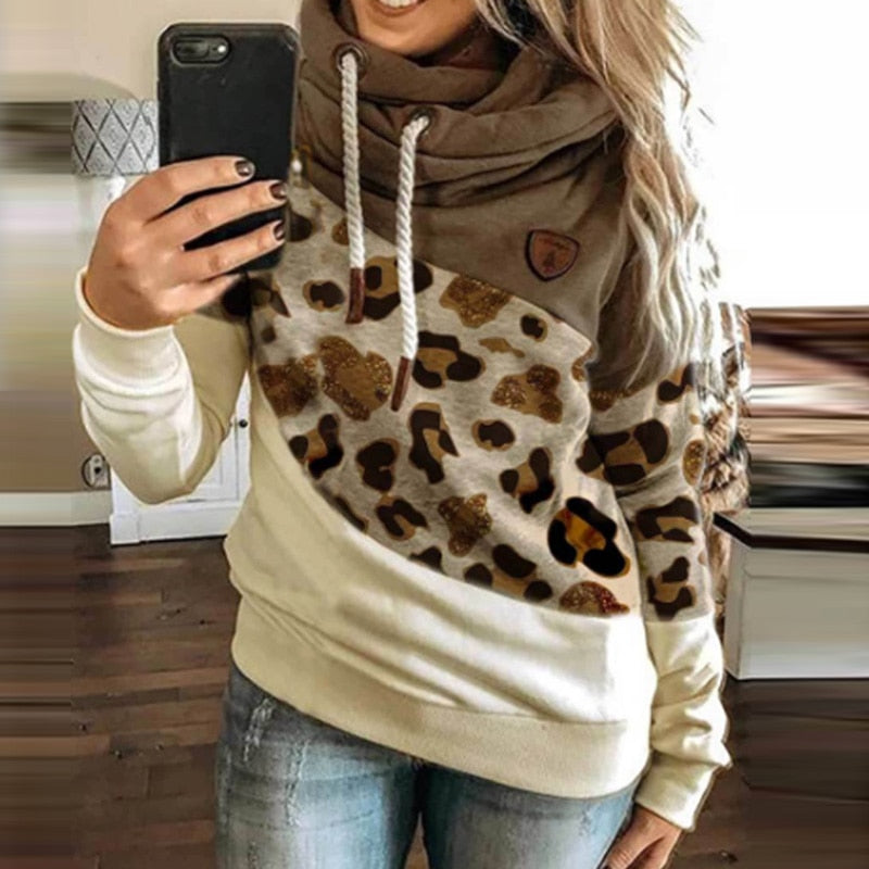 Sweat à capuche léopard doux, confortable et décontracté