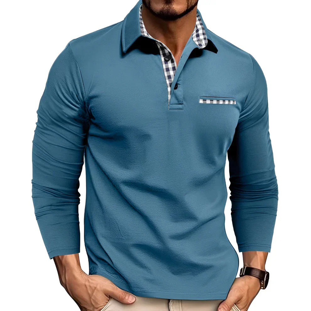 Polo-shirt homme manches longues style décontracté