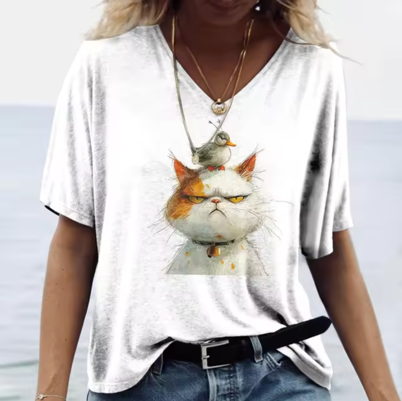 T-shirts blancs à motif lapin mignon