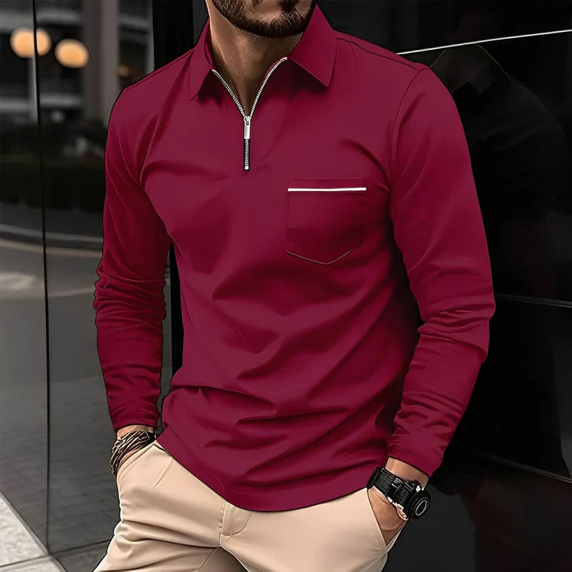 Polo manches longues zippé homme style moderne