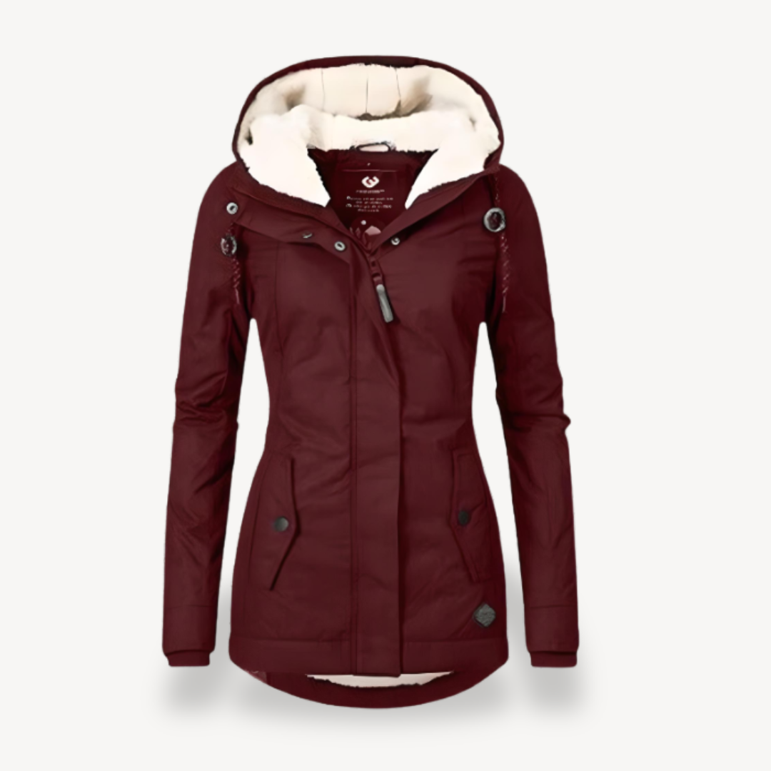 Veste d'hiver imperméable pour femme avec capuche