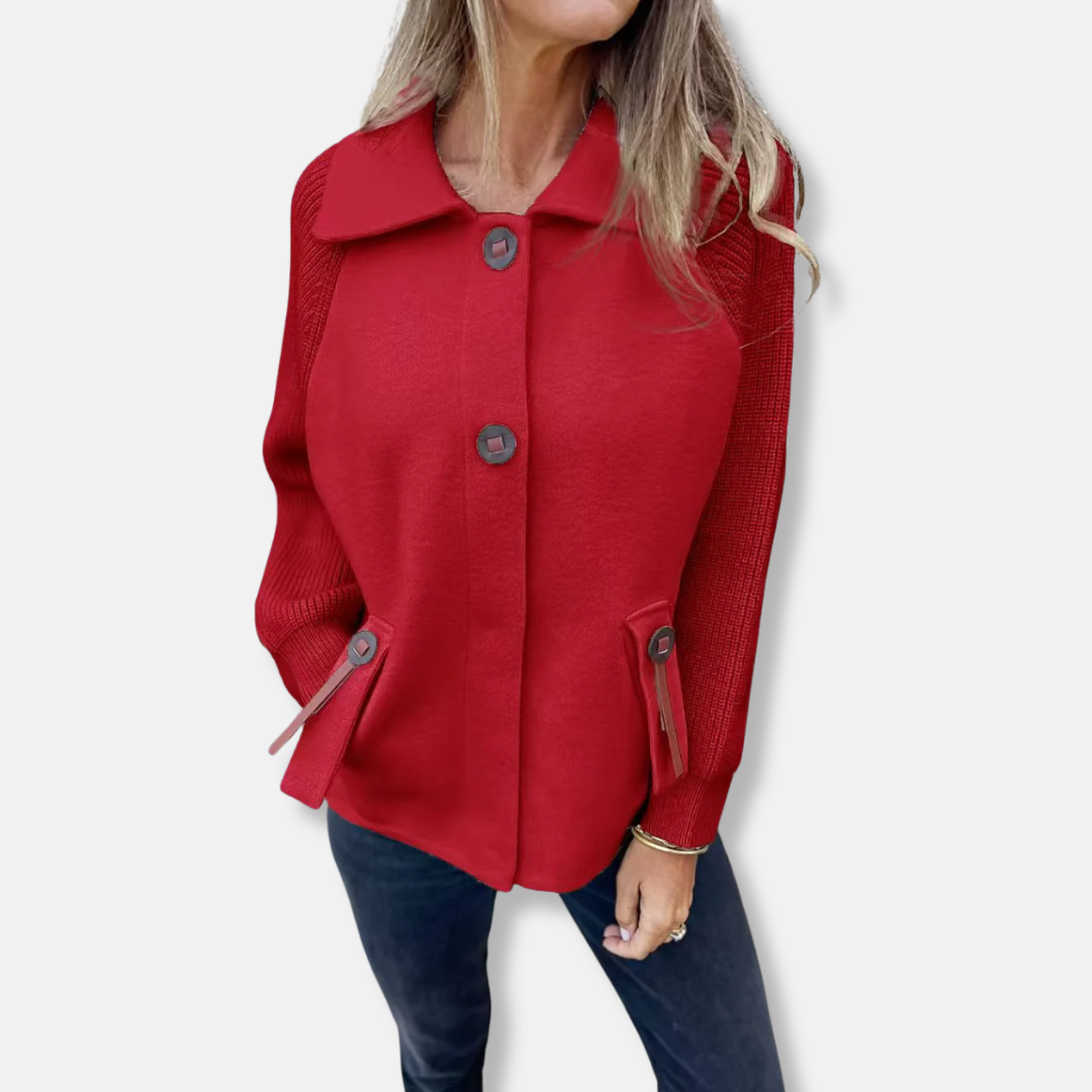 Veste décontractée pour femme en tricot avec fermeture boutonnée
