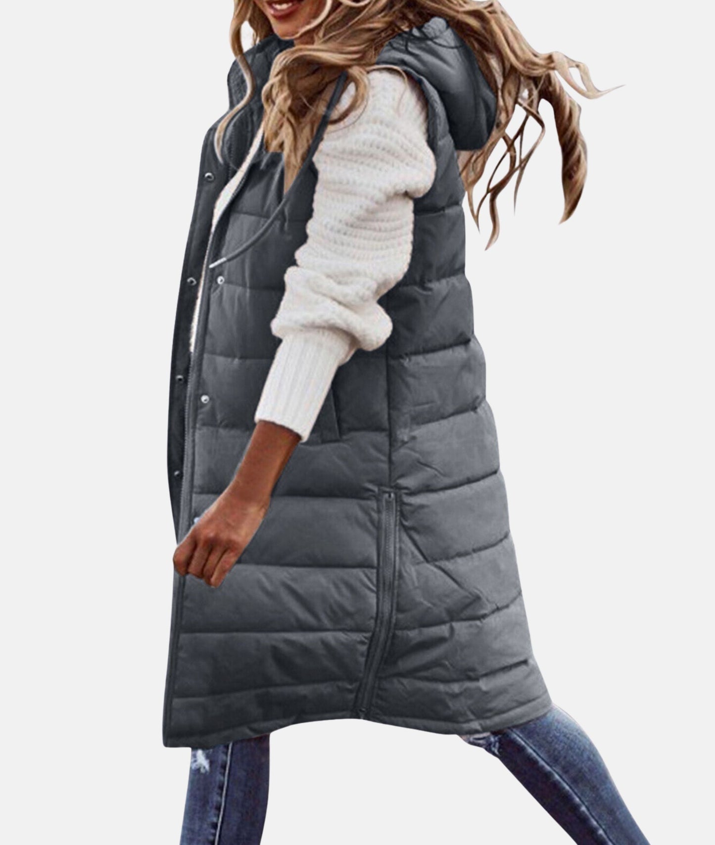 Manteau d'hiver long pour femme à capuche