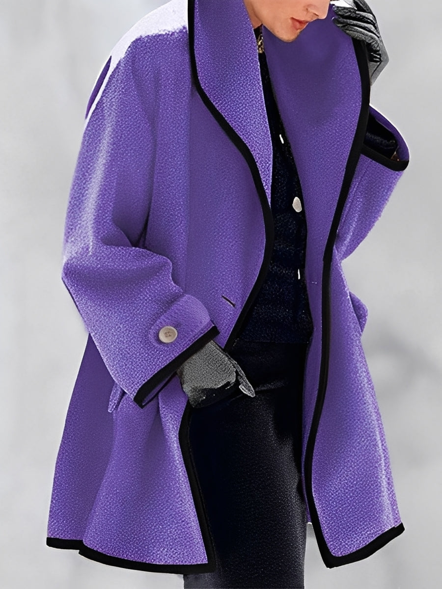 Manteau de laine élégant pour femme, coupe classique longue