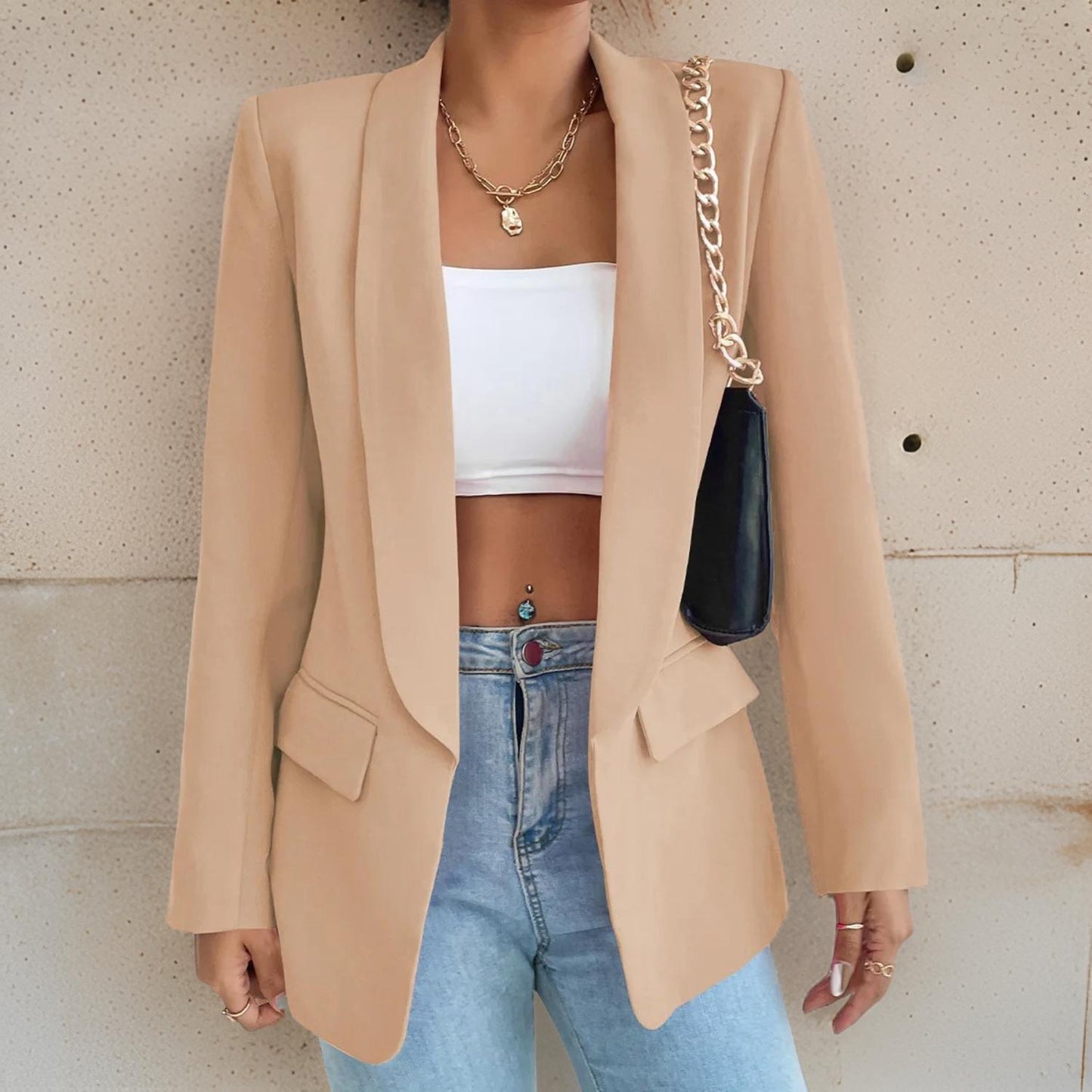 Blazer femme tendance en tissu mélangé