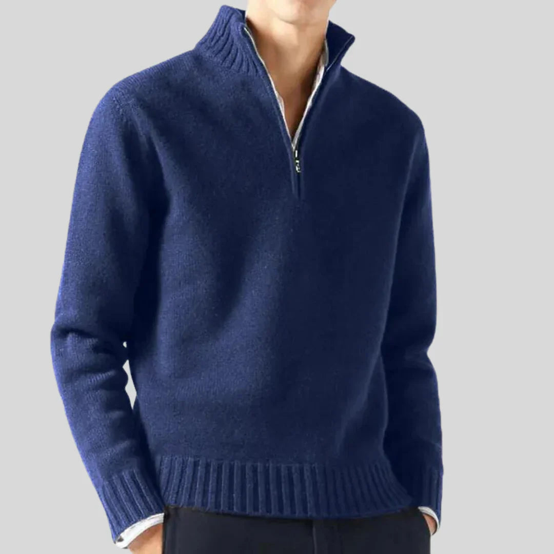 Pull de luxe pour homme à demi-fermeture éclair