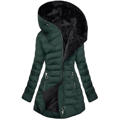 Veste d'hiver élégante pour femme avec capuche