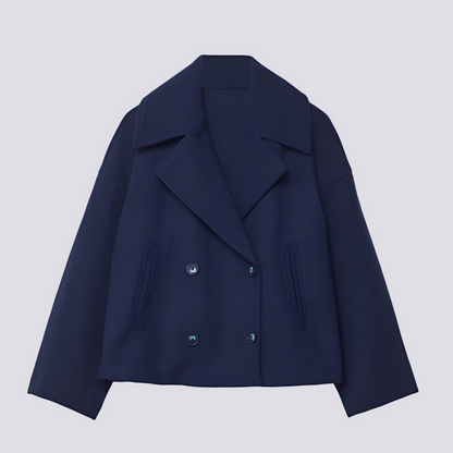 Veste en laine courte élégante pour femme avec revers