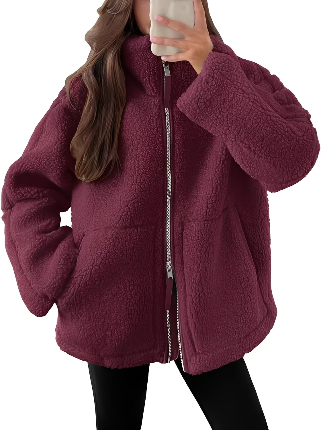 Veste en laine élégante pour femme avec fermeture éclair