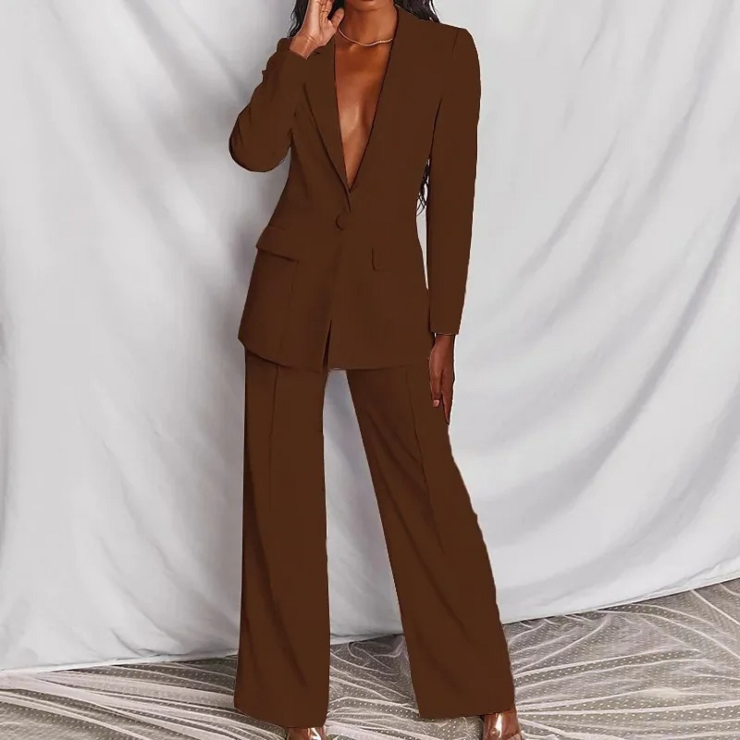 Ensemble Blazer Élégant à Manches Longues pour Femme
