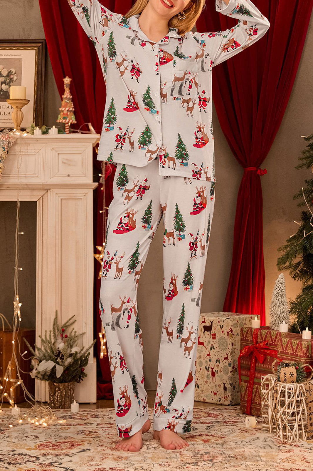 Weihnachts-Pyjama Festlich Rot - IdealeKleiden