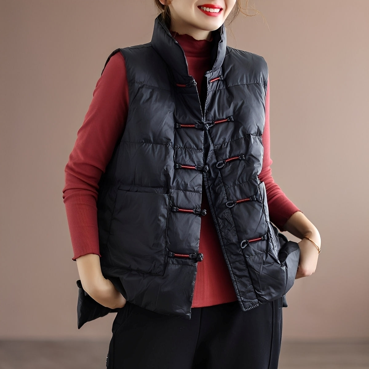 Gilet d'hiver femme confortable avec poches